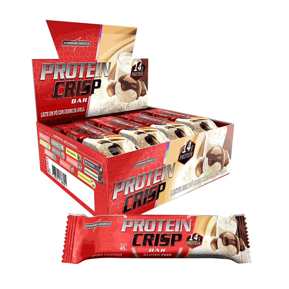 Protein Crisp Bar Integralmédica Leite com Creme de Avelã / Caixa 12 Unidades