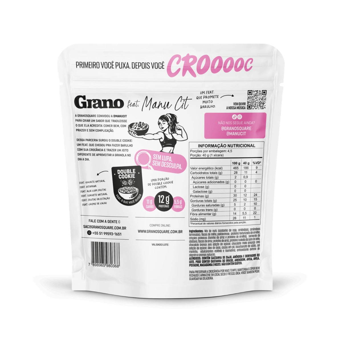 Granola Double Cookie Chocolate e Vanilla 180 g