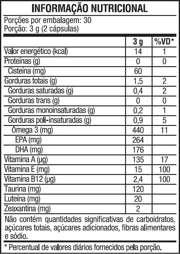 Omegafor Vision: Ômega 3 — tabela nutricional