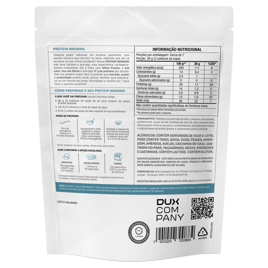 Protein Brownie DUX 270g — verso