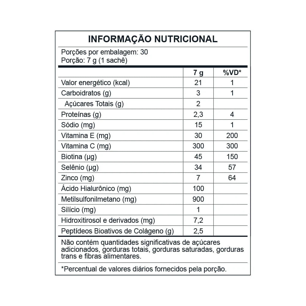 Biocolin Collagen Central Nutrition — tabela nutricional Blueberry & Açaí