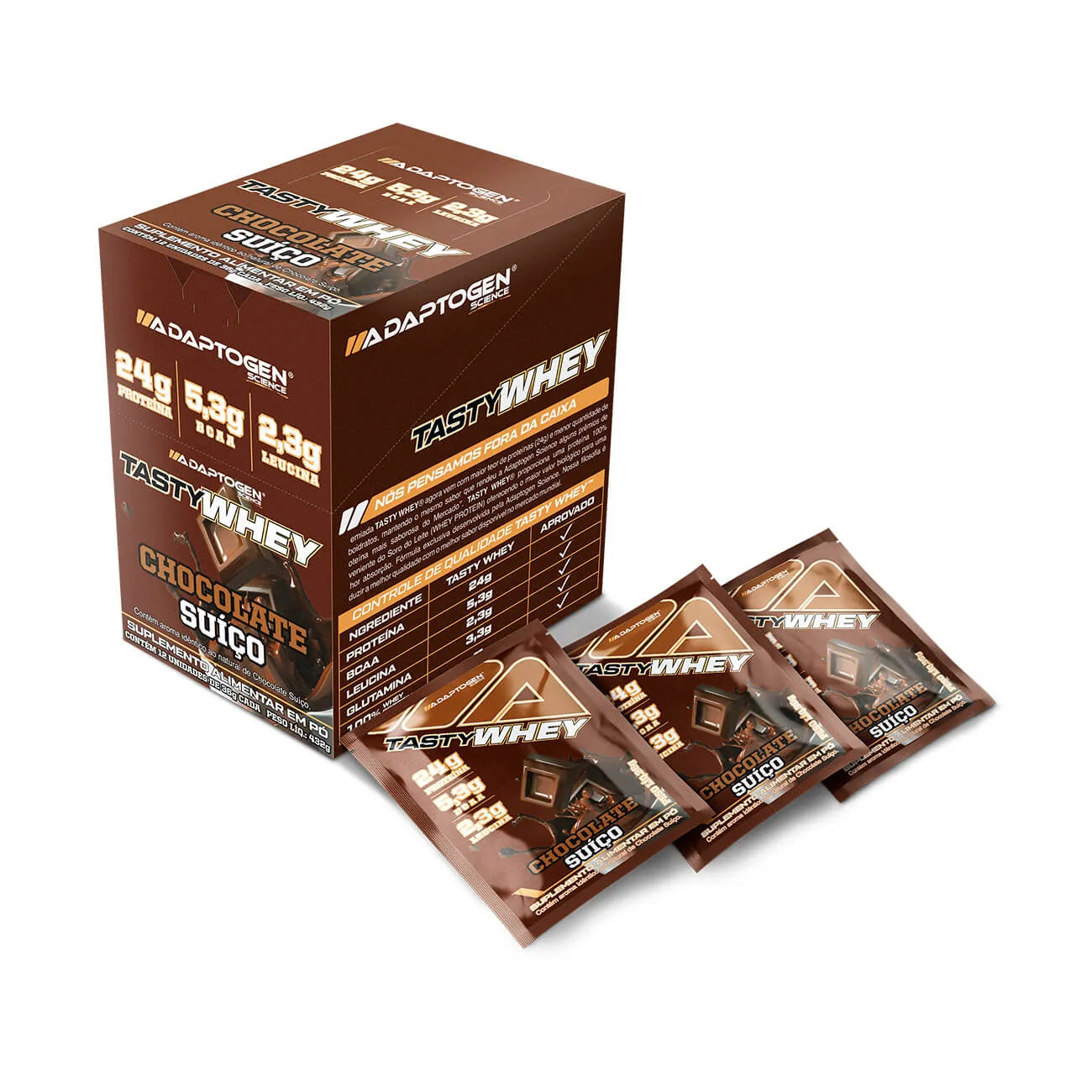 Tasty Whey 3W Gourmet Sachês Adaptogen Chocolate Suíço