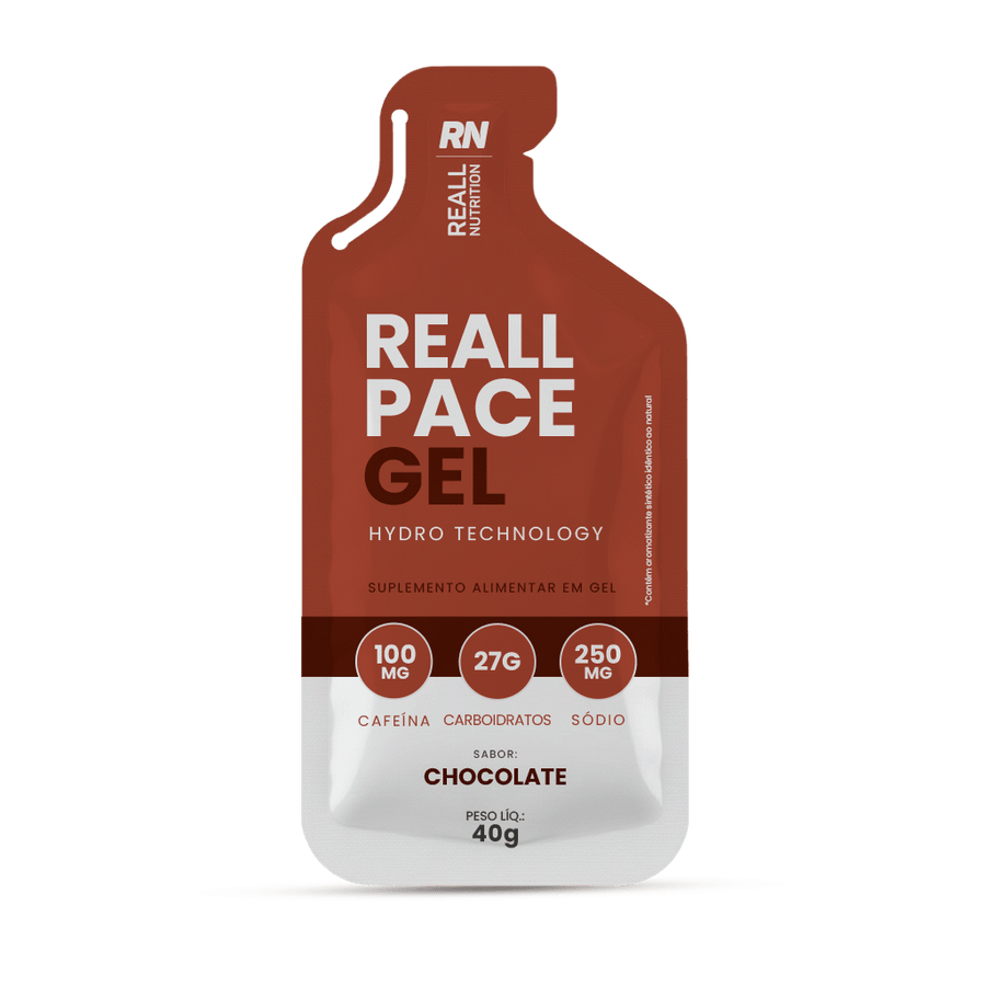 Sachê de Reall Pace Gel sabor Chocolate com Cafeína, frente