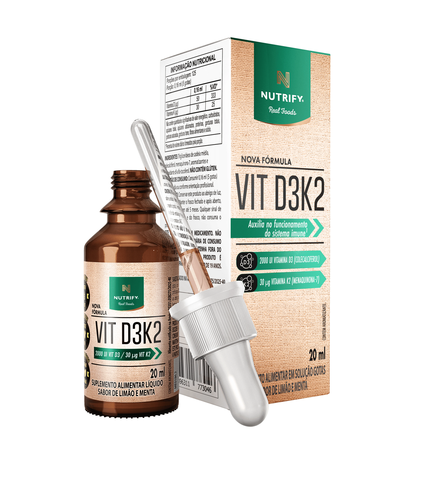 Vitamina D3 + K2 Líquida Nutrify