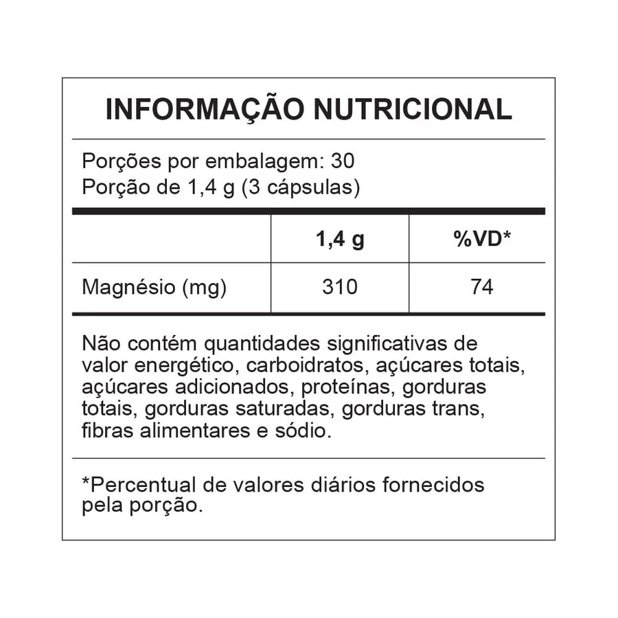 3MAG Pool de Magnésio Central Nutrition — tabela nutricional