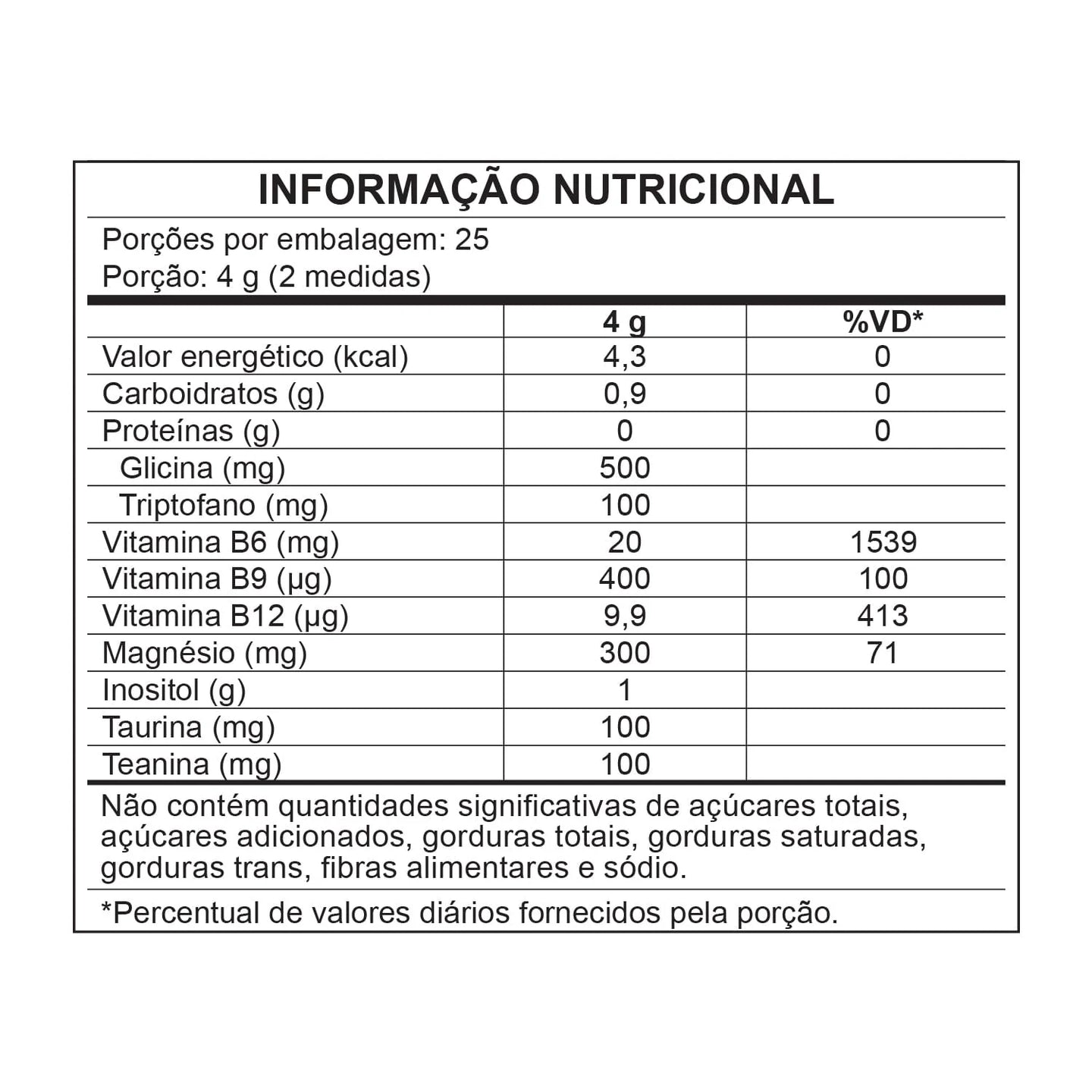 SleepzZ Central Nutrition — tabela nutricional Maracujá