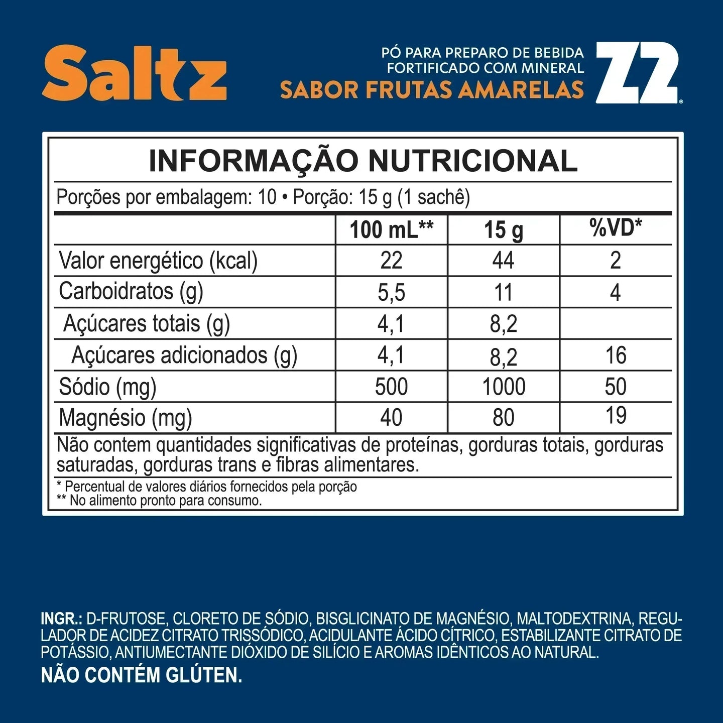 Saltz 1000 - tabela nutricional (Frutas Amarelas)