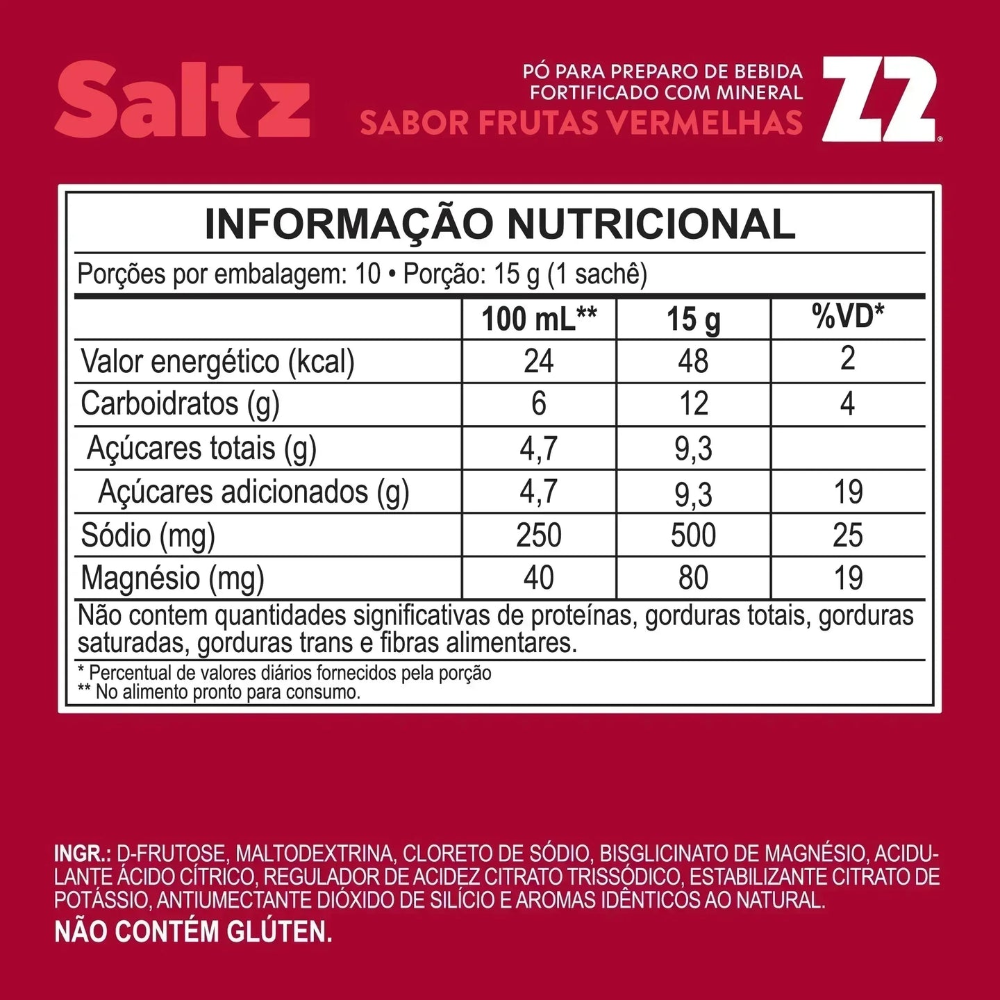 Saltz 500 - tabela nutricional (Frutas Vermelhas)