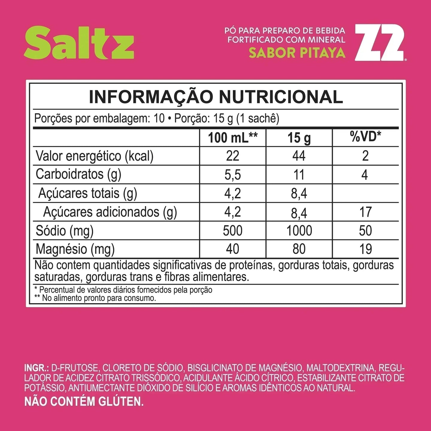 Saltz 1000 - tabela nutricional (Pitaya)