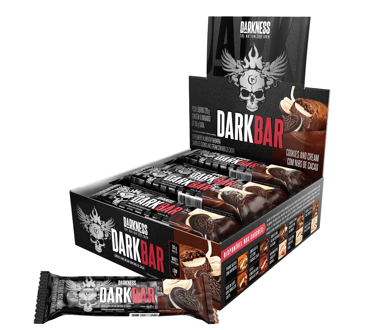 Dark Bar Barra de Proteína Darkness (caixa 8un) Cookies and Cream