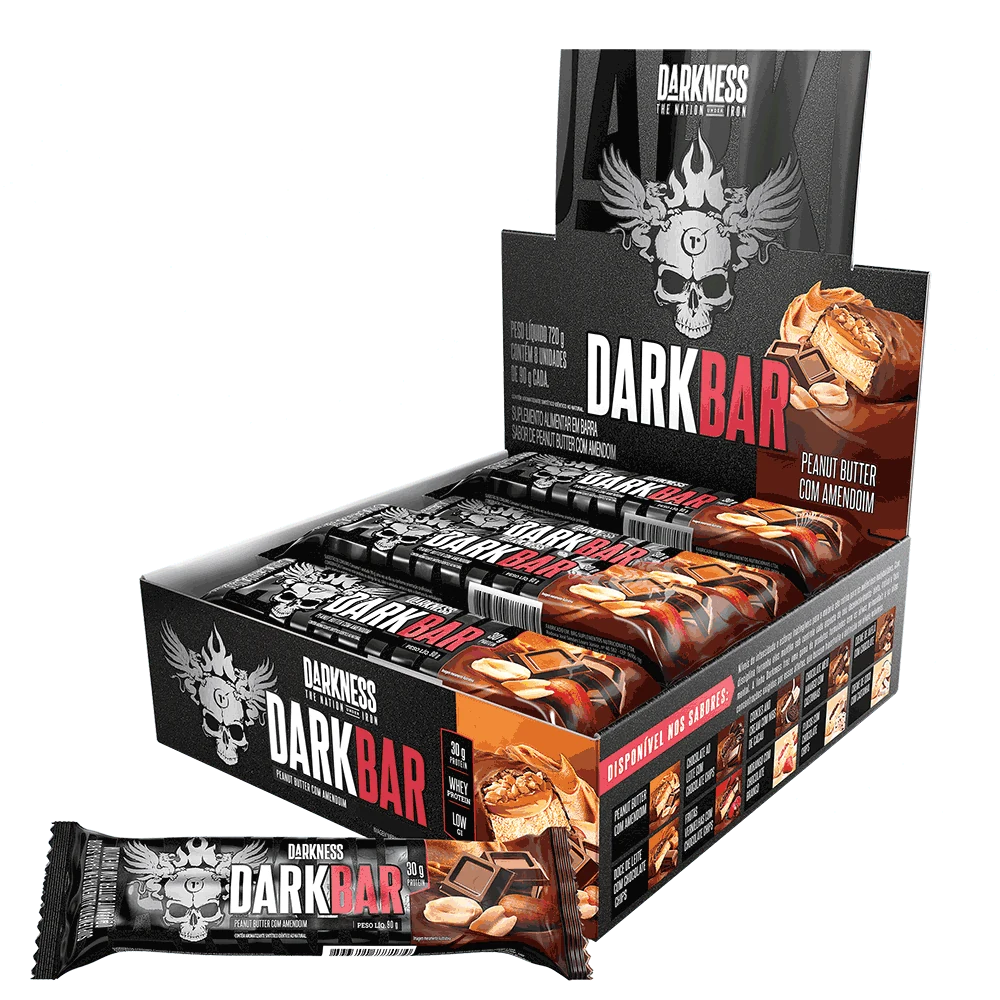 Dark Bar Barra de Proteína Darkness (caixa 8un) Peanut Butter Com Amendoim