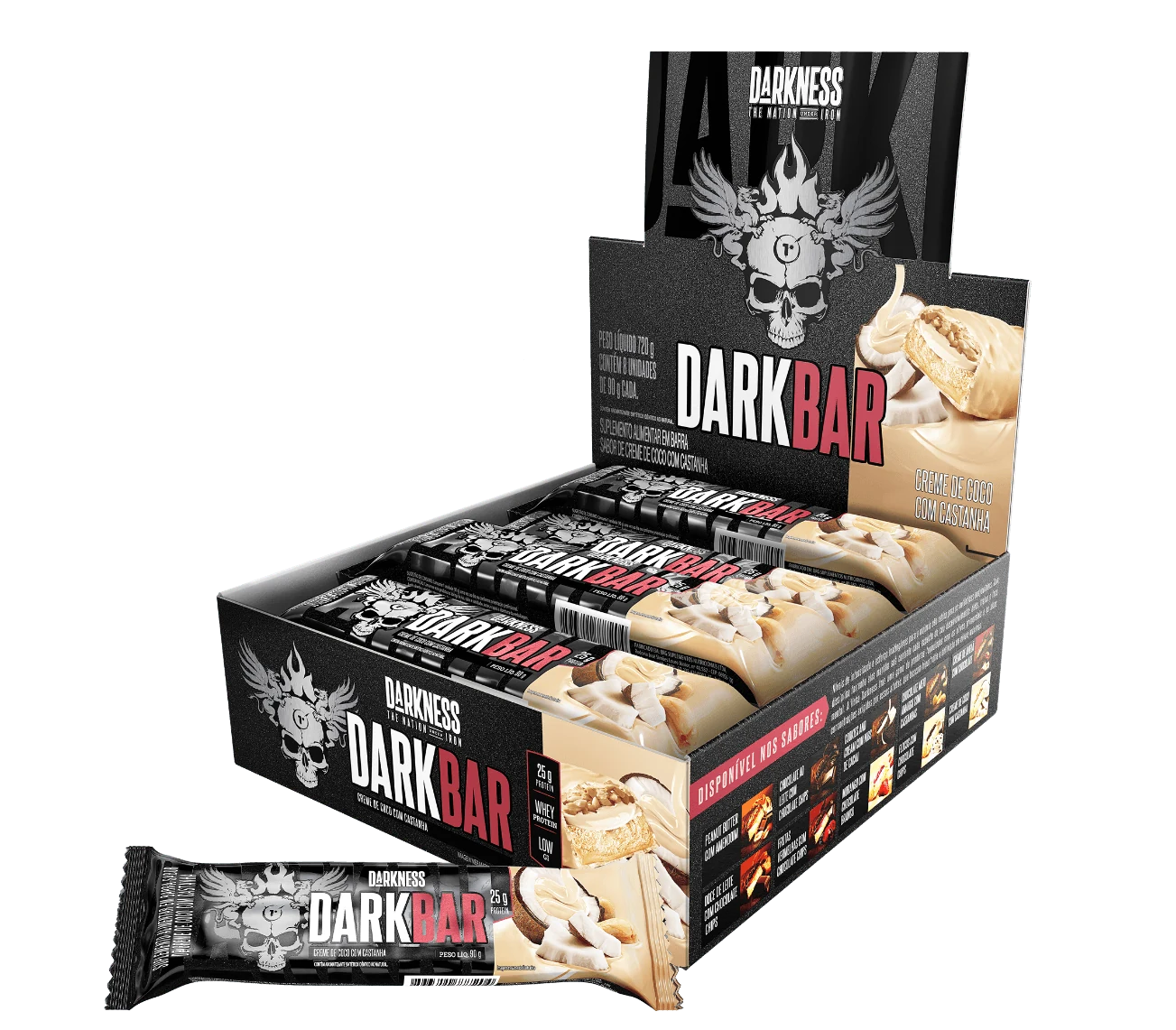 Dark Bar Barra de Proteína Darkness (caixa 8un) Creme de Coco com Castanha
