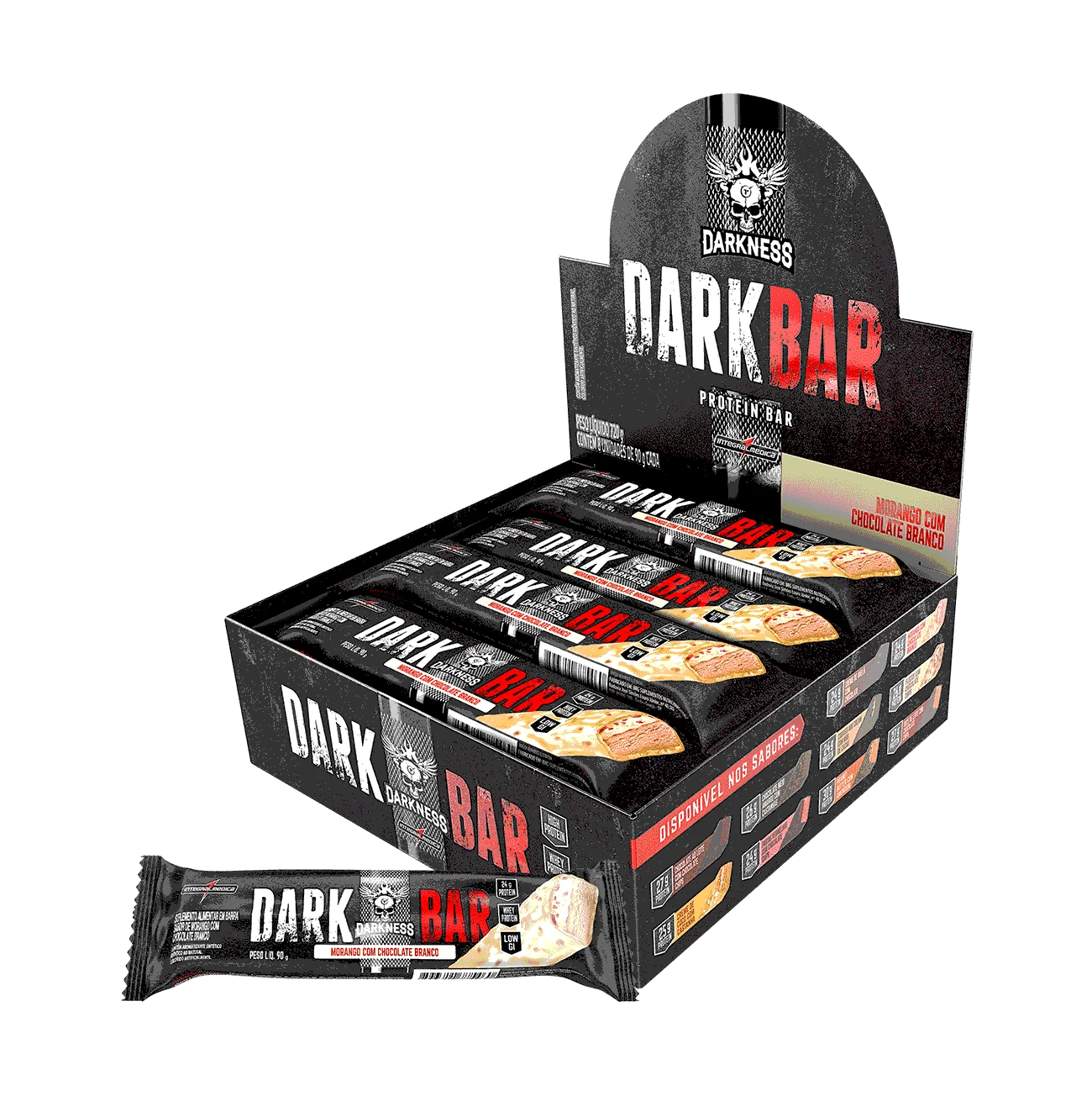 Dark Bar Barra de Proteína Darkness (caixa 8un) Morango com Chocolate Branco