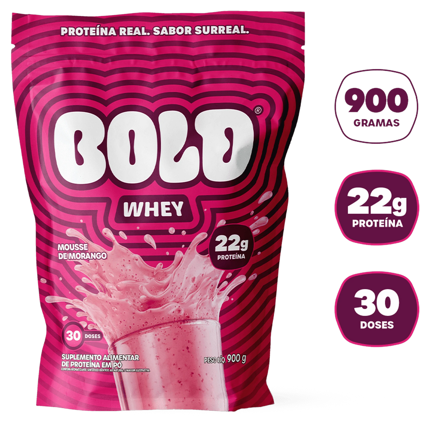 Bold Whey 900g — Mousse de Morango