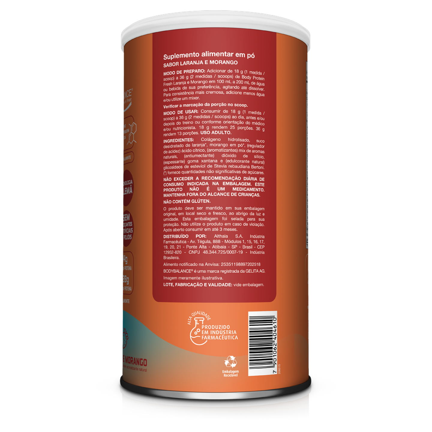 Body Protein Fresh Laranja e Morango 450g — lateral