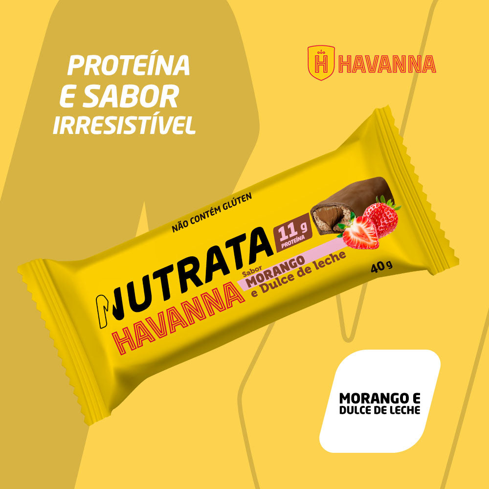 Whey Grego Bar Nutrata 40 g — Dulce de Leche com Morango (Havanna)