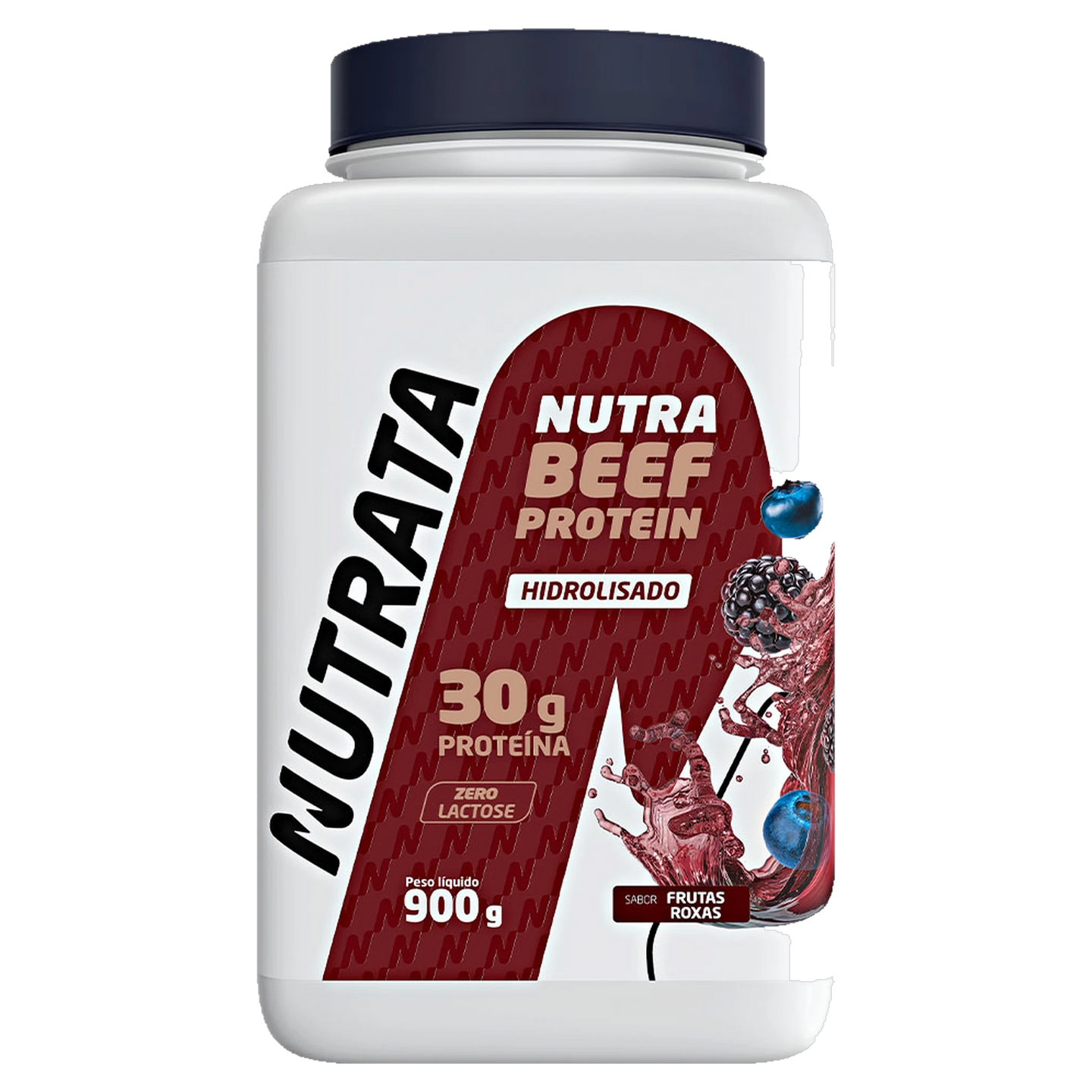 Pote de Nutra Beef Protein 900 g sabor Frutas Roxas