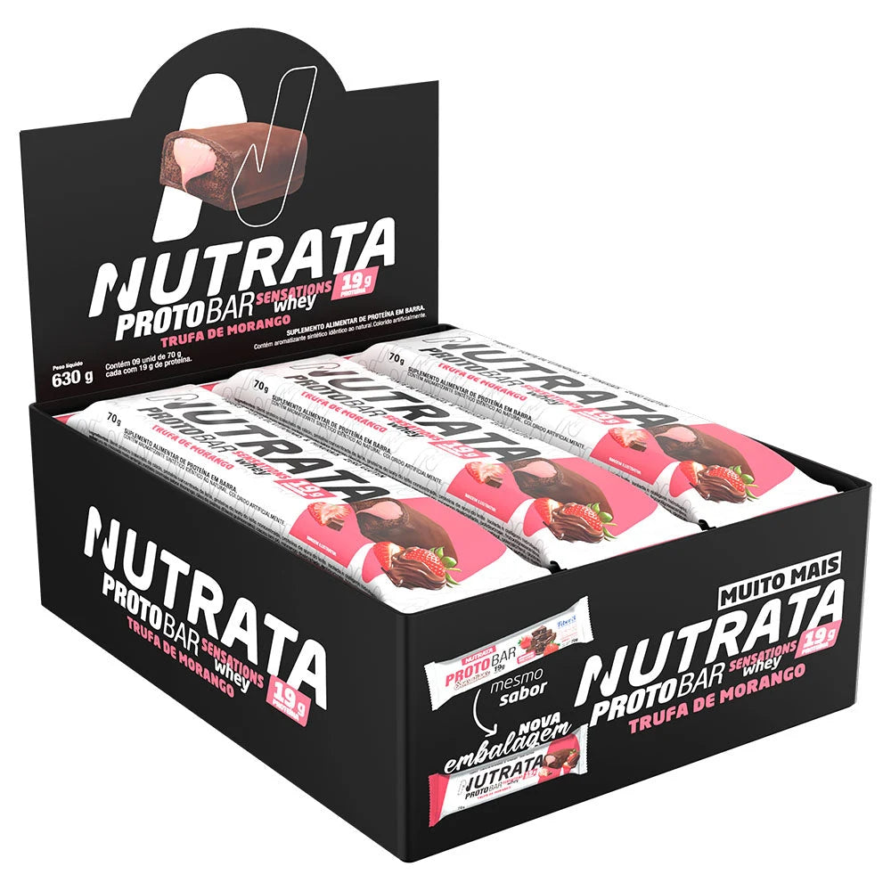 Protobar Nutrata 70g (display 8) — Sensations (Chocolate com Morango)