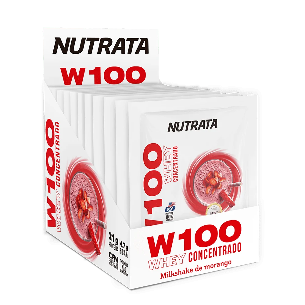 W100 Whey Concentrado Nutrata — Milkshake de Morango