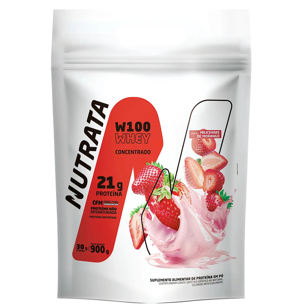 W100 Whey Concentrado Nutrata — Strawberry Milkshake