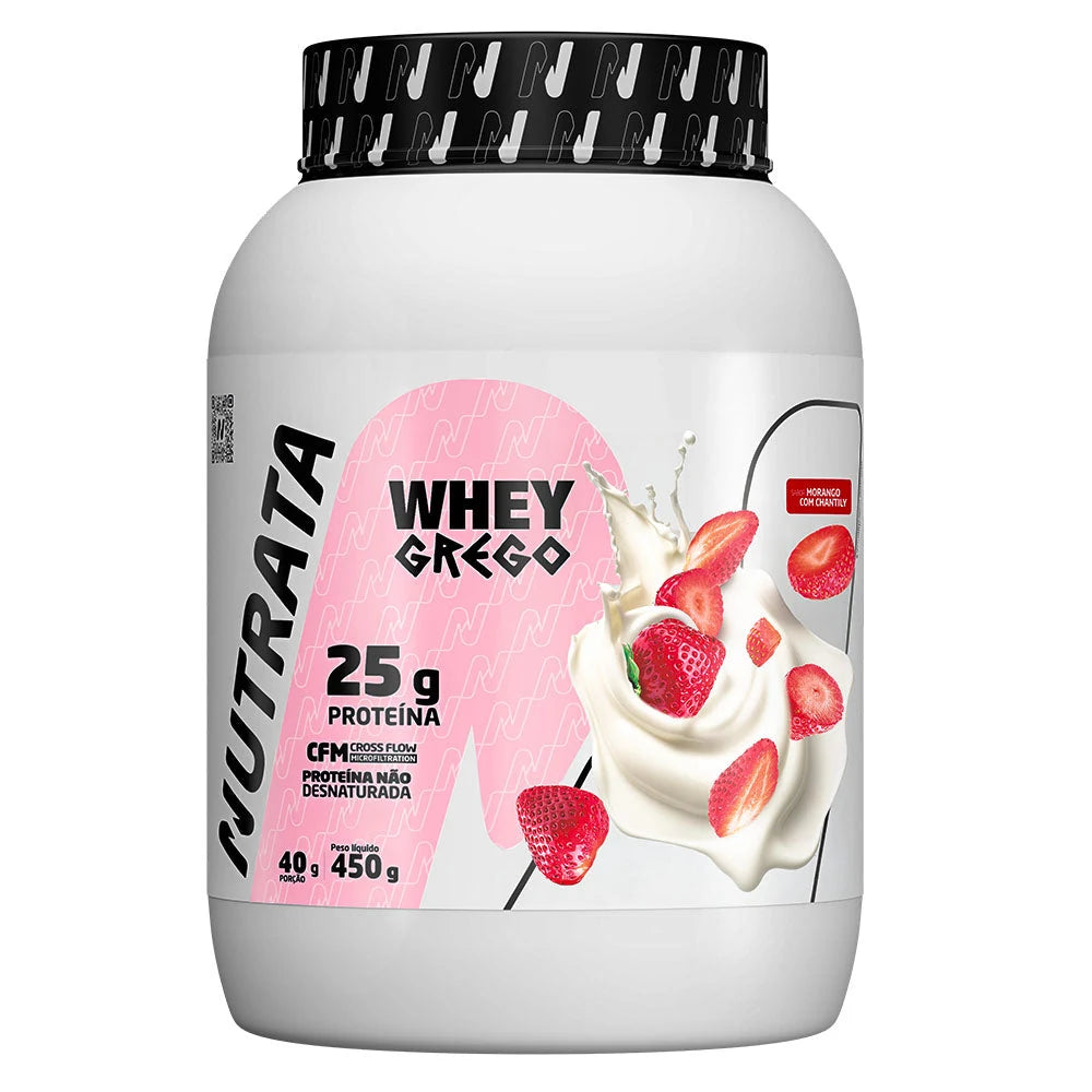 Whey Grego Concentrado Nutrata — Morango com Chantilly