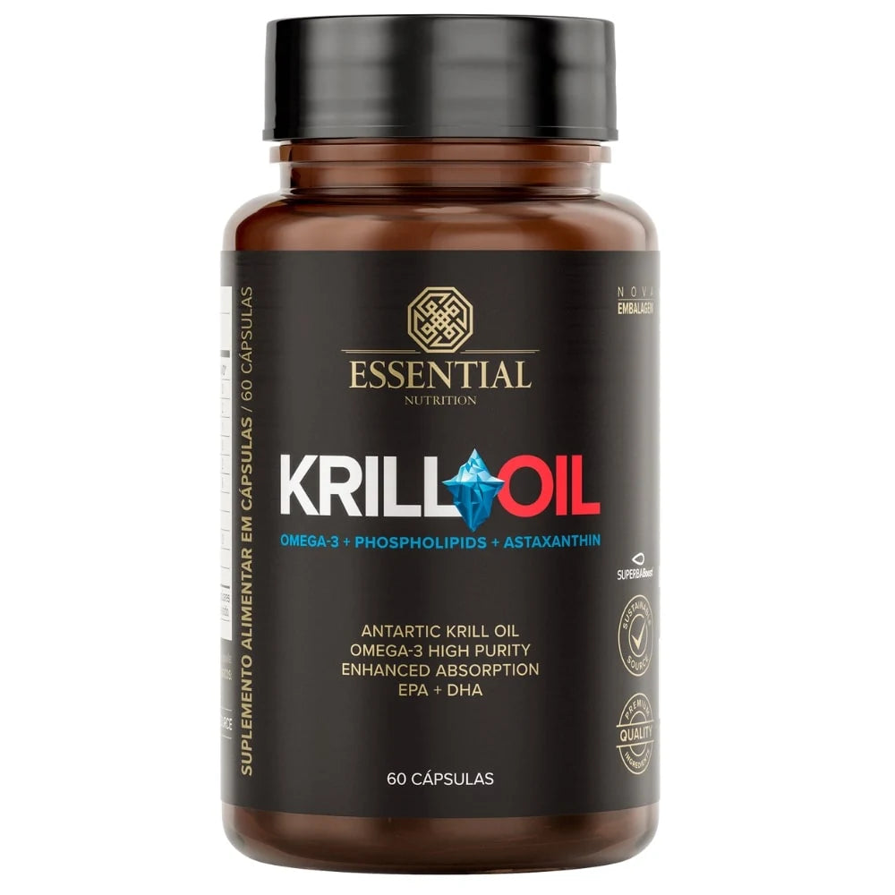 Krill Oil Essential Nutrition — pote com 60 cápsulas