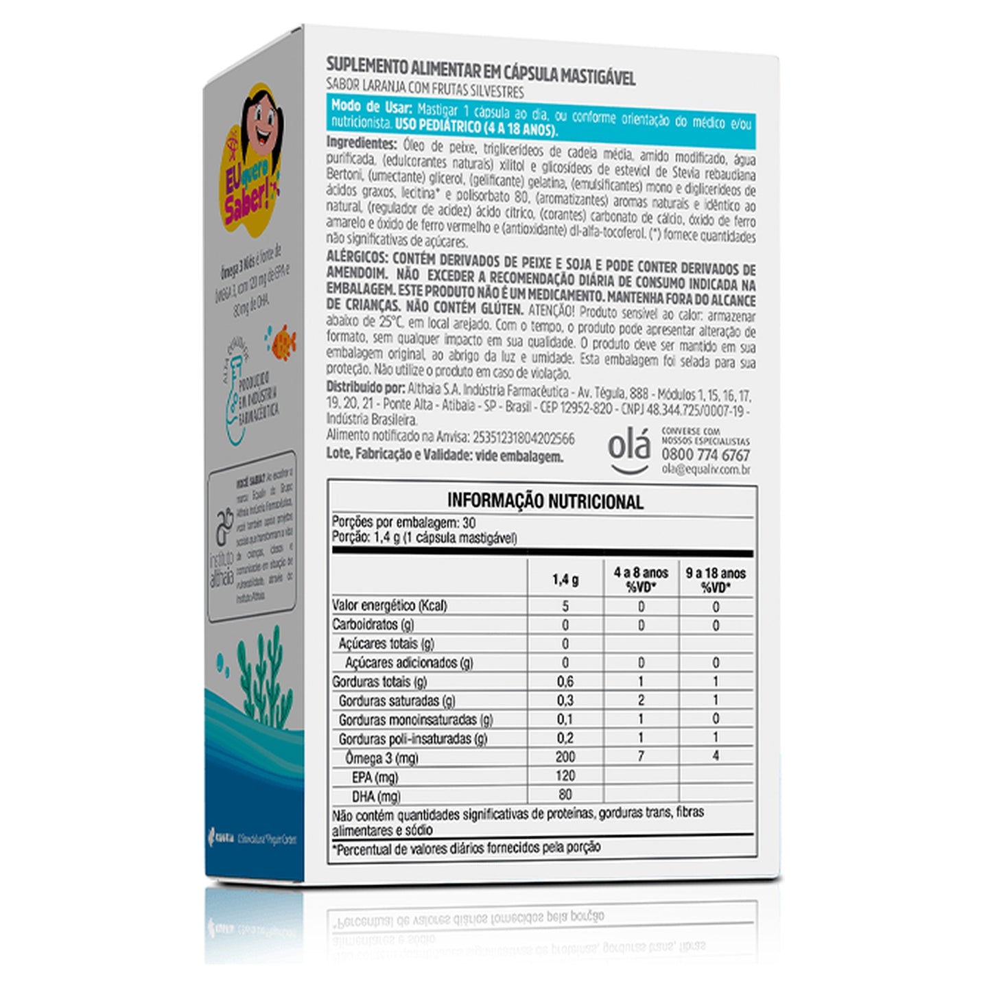Ômega 3 Kids Equaliv sabor laranja com frutas silvestres