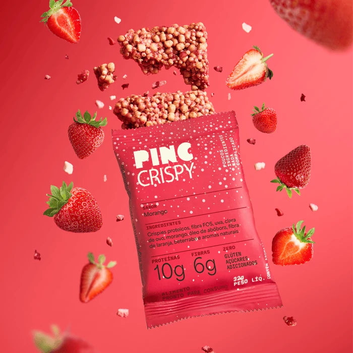 Pinc Crispy Snack Proteico Morango sem a embalagem