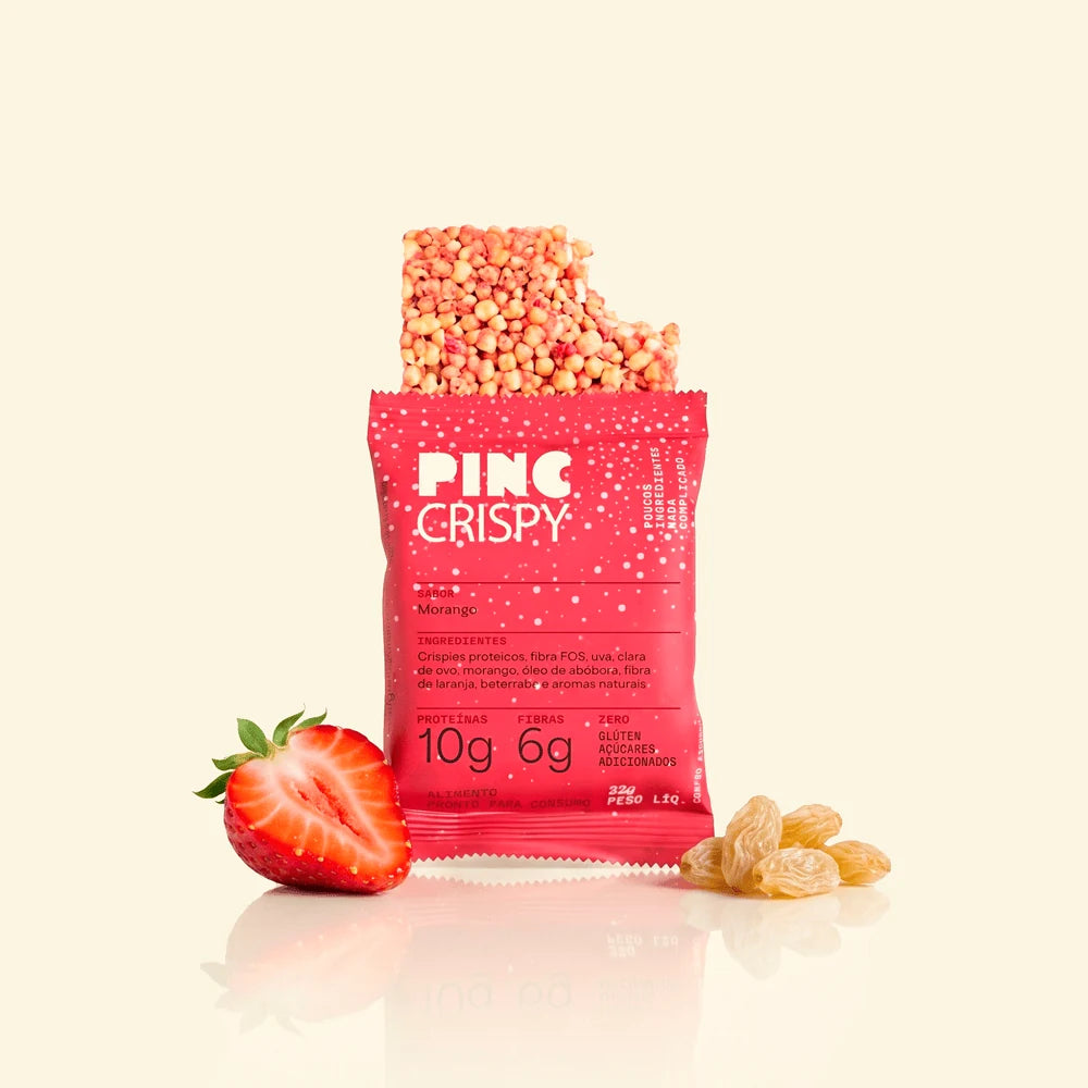 Pinc Crispy Snack Proteico sabor Morango, unidade