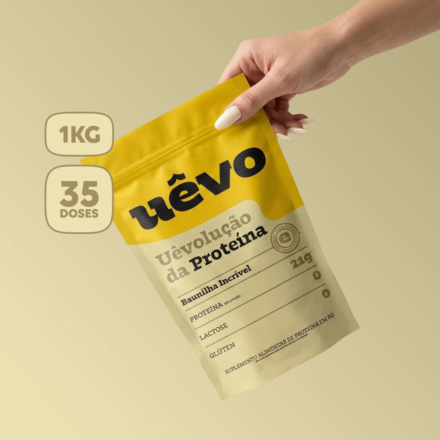 Proteína Uêvo Baunilha Incrível: 1 kg, 35 doses