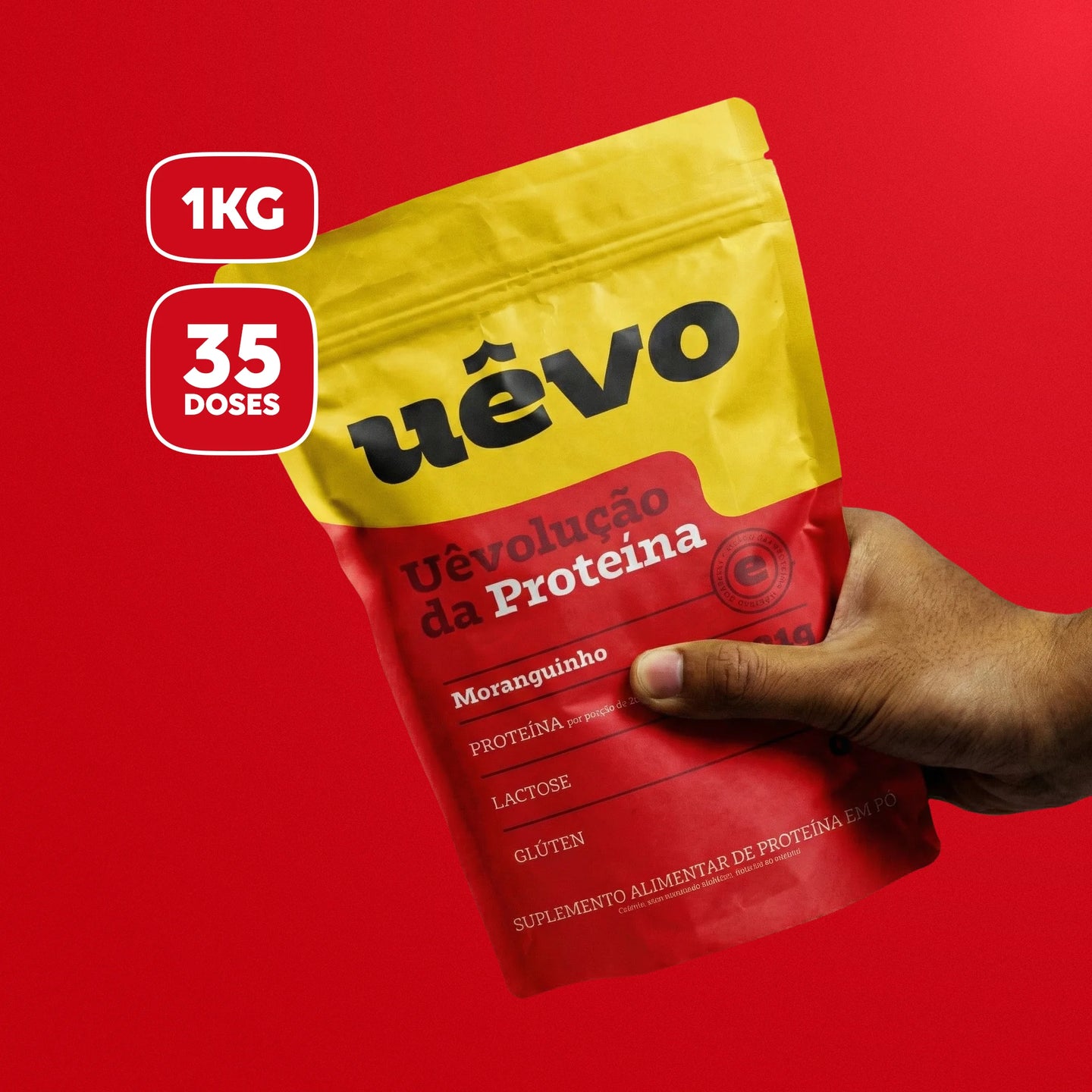 Proteína Uêvo Moranguinho: 1 kg, 35 doses