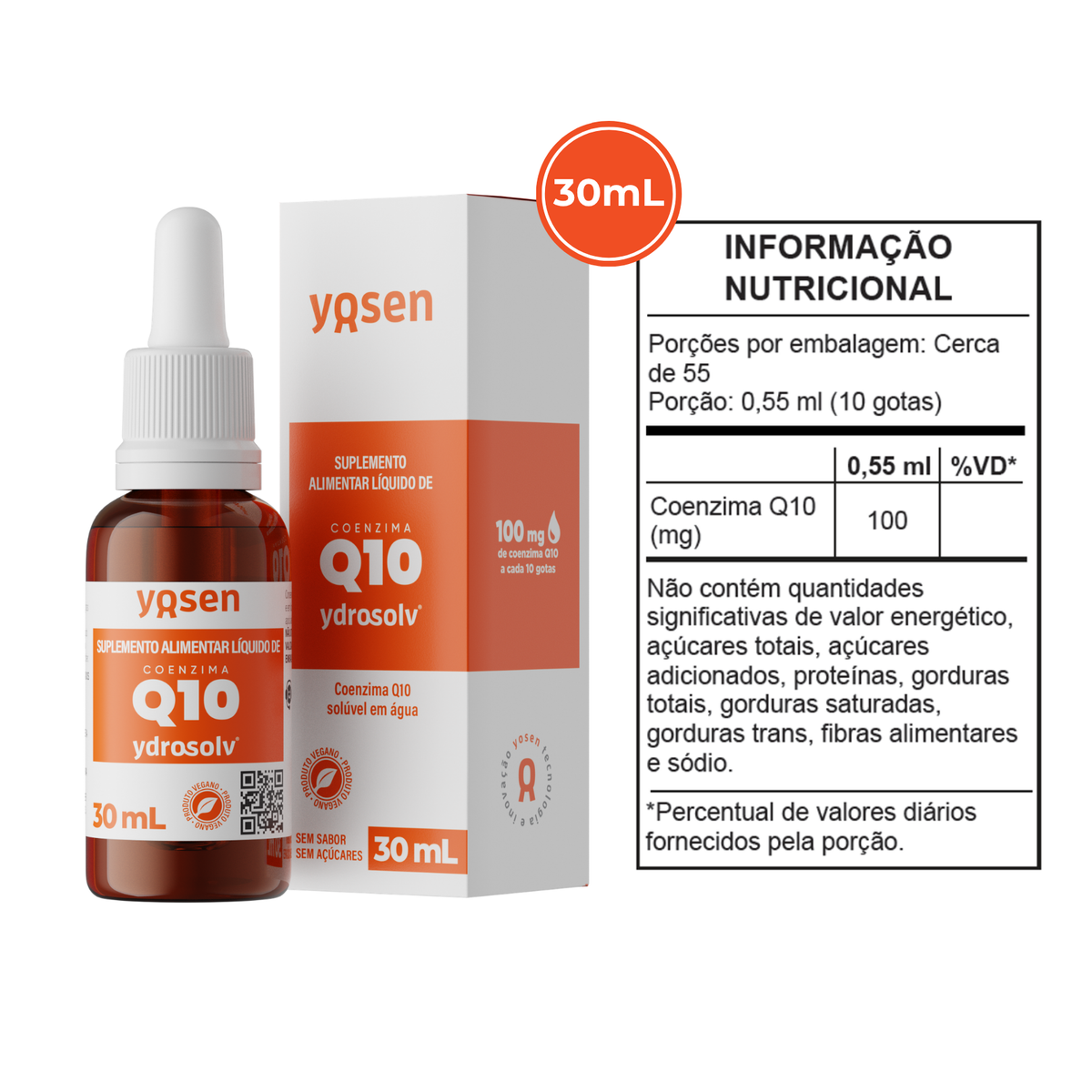 Coenzima Q10 Ydrosolv Yosen — frasco conta-gotas