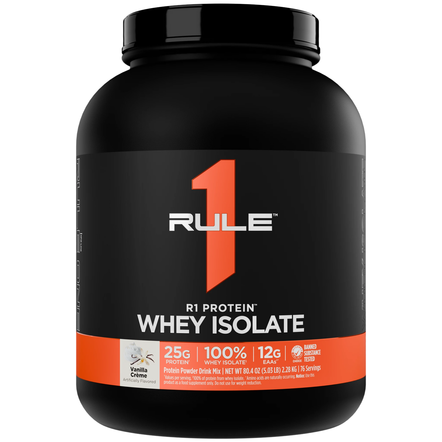 Pote de R1 Protein Whey Isolado sabor Vanilla Crème 2,28 kg (5 lb)
