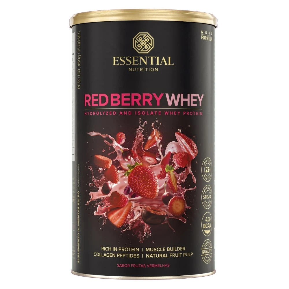 Lata de Red Berry Whey 510g Essential Nutrition