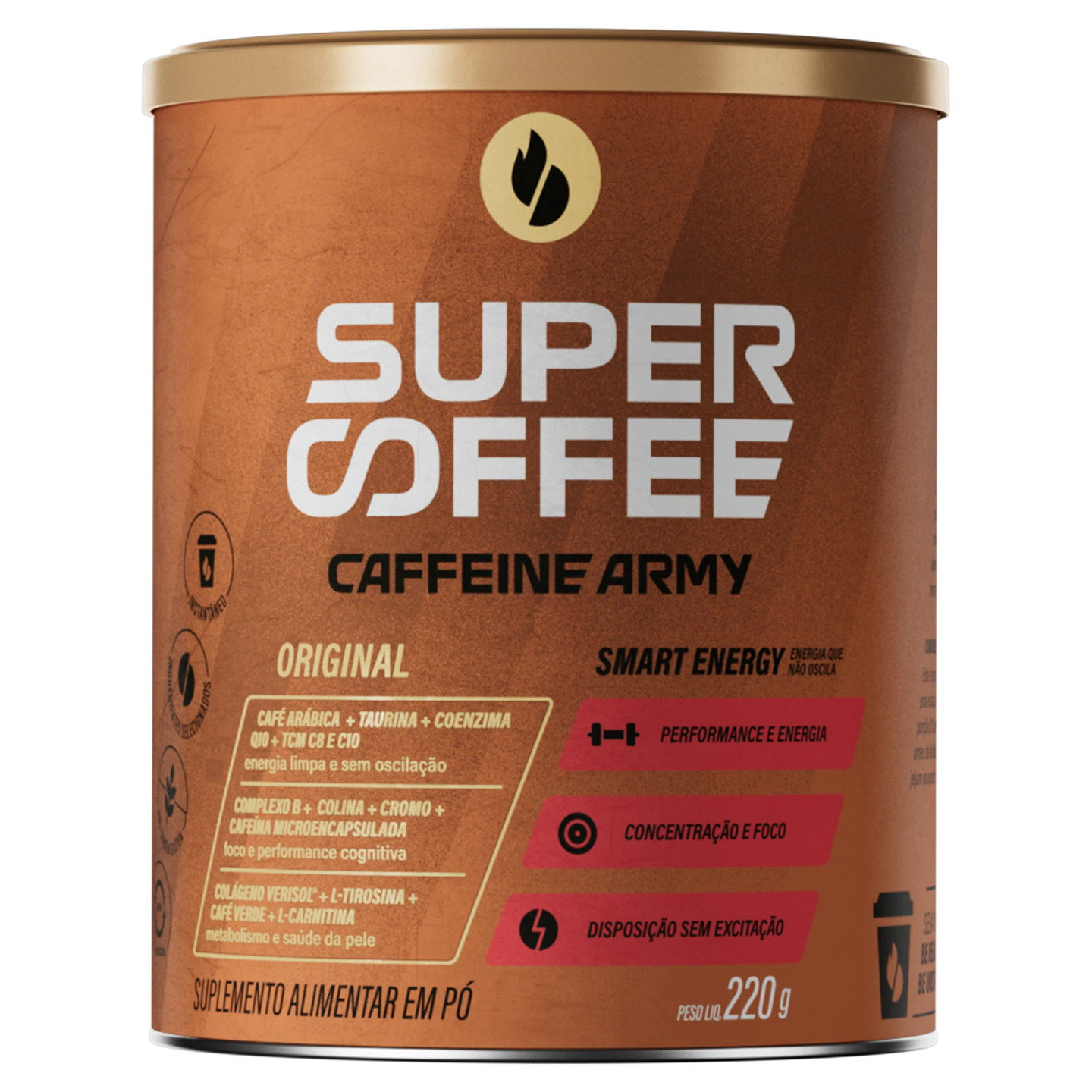 SuperCoffee Original 220g Caffeine Army - frente da lata
