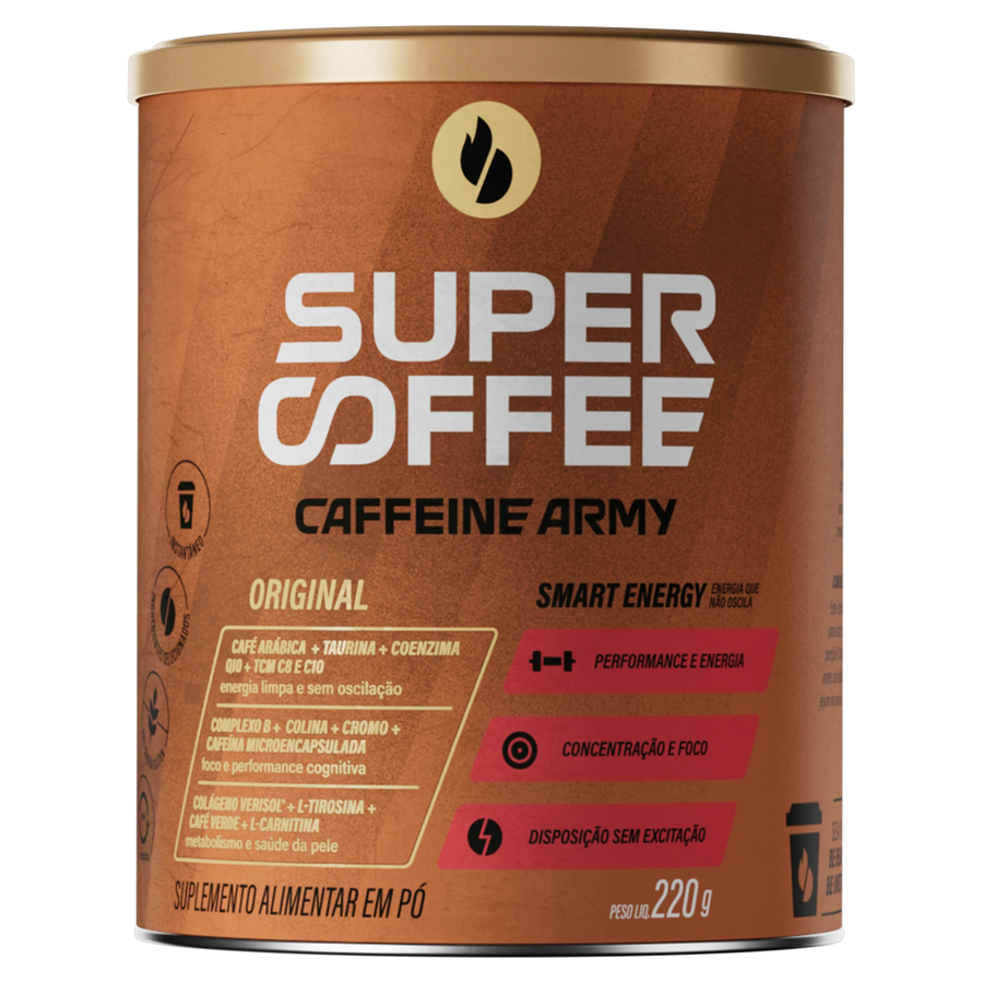 SuperCoffee Original 220g Caffeine Army - frente da lata