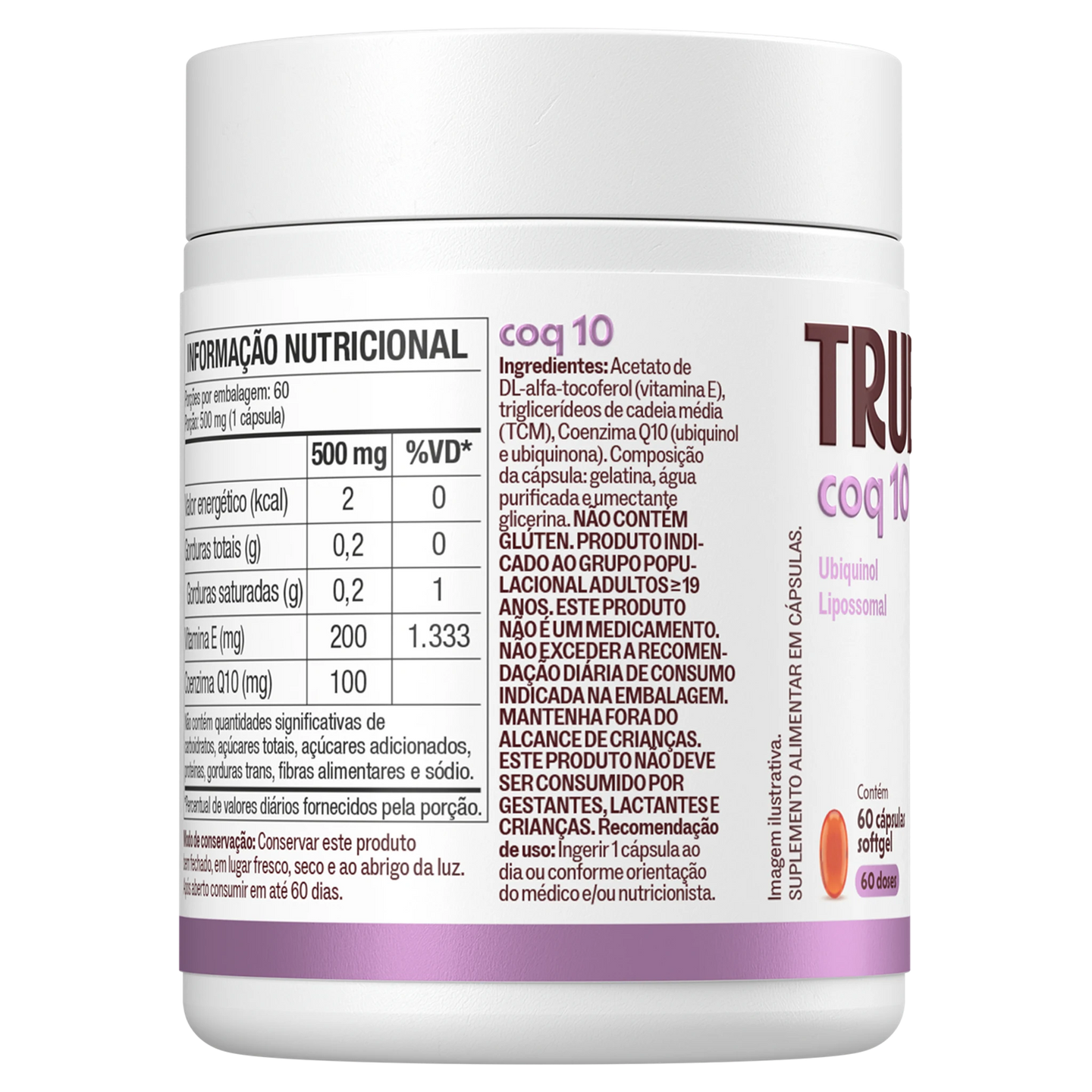 True CoQ10 Ubiquinol - lateral esquerda