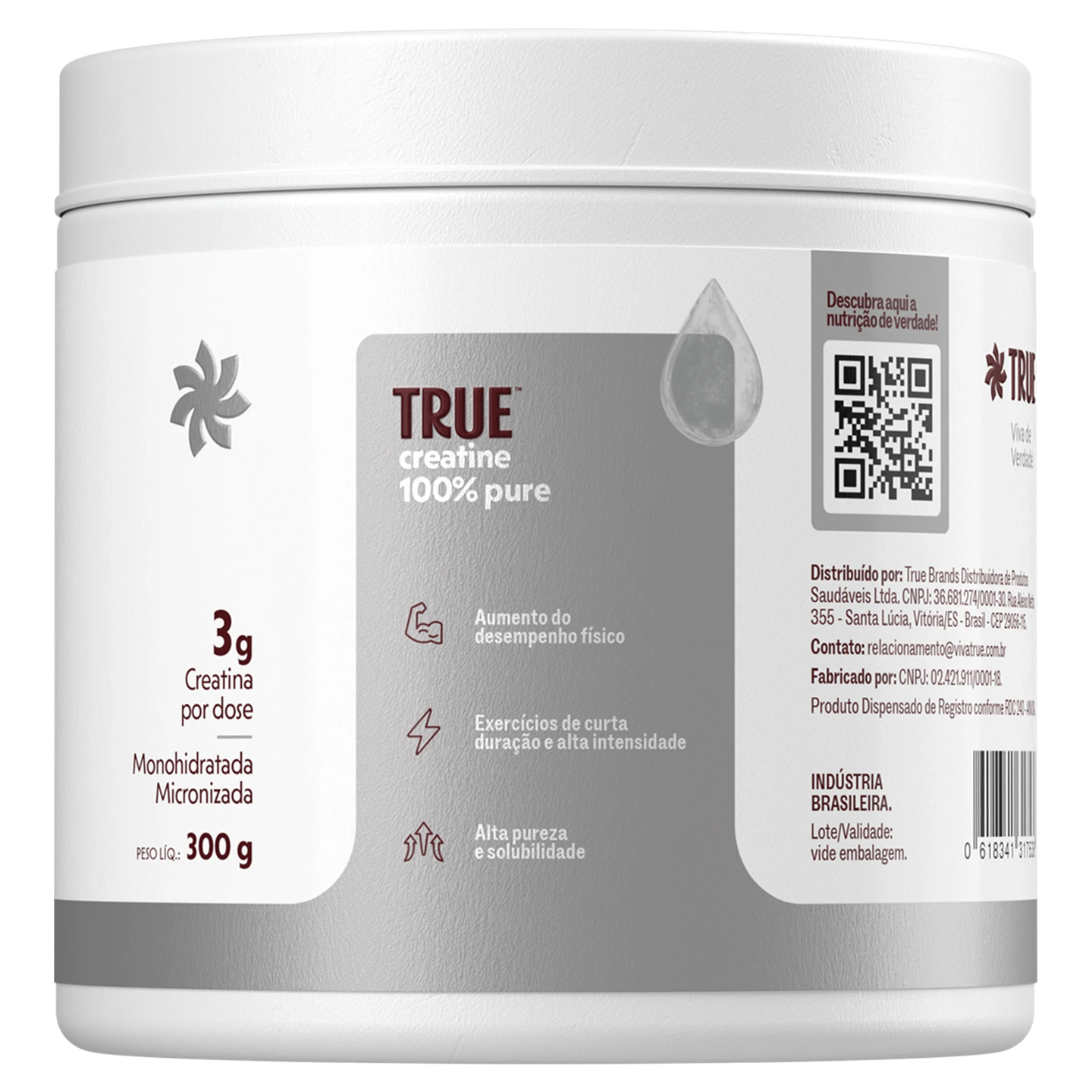 True Creatine 100% Pure - lateral direita