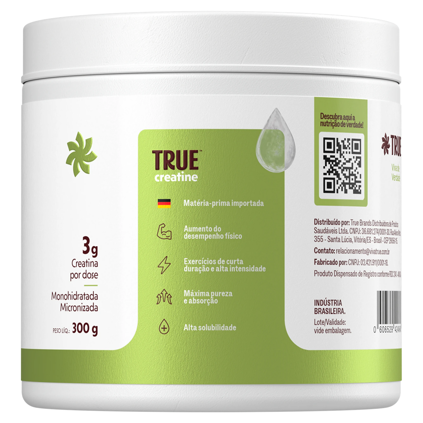 True Creatine Creapure 300g - lateral direita