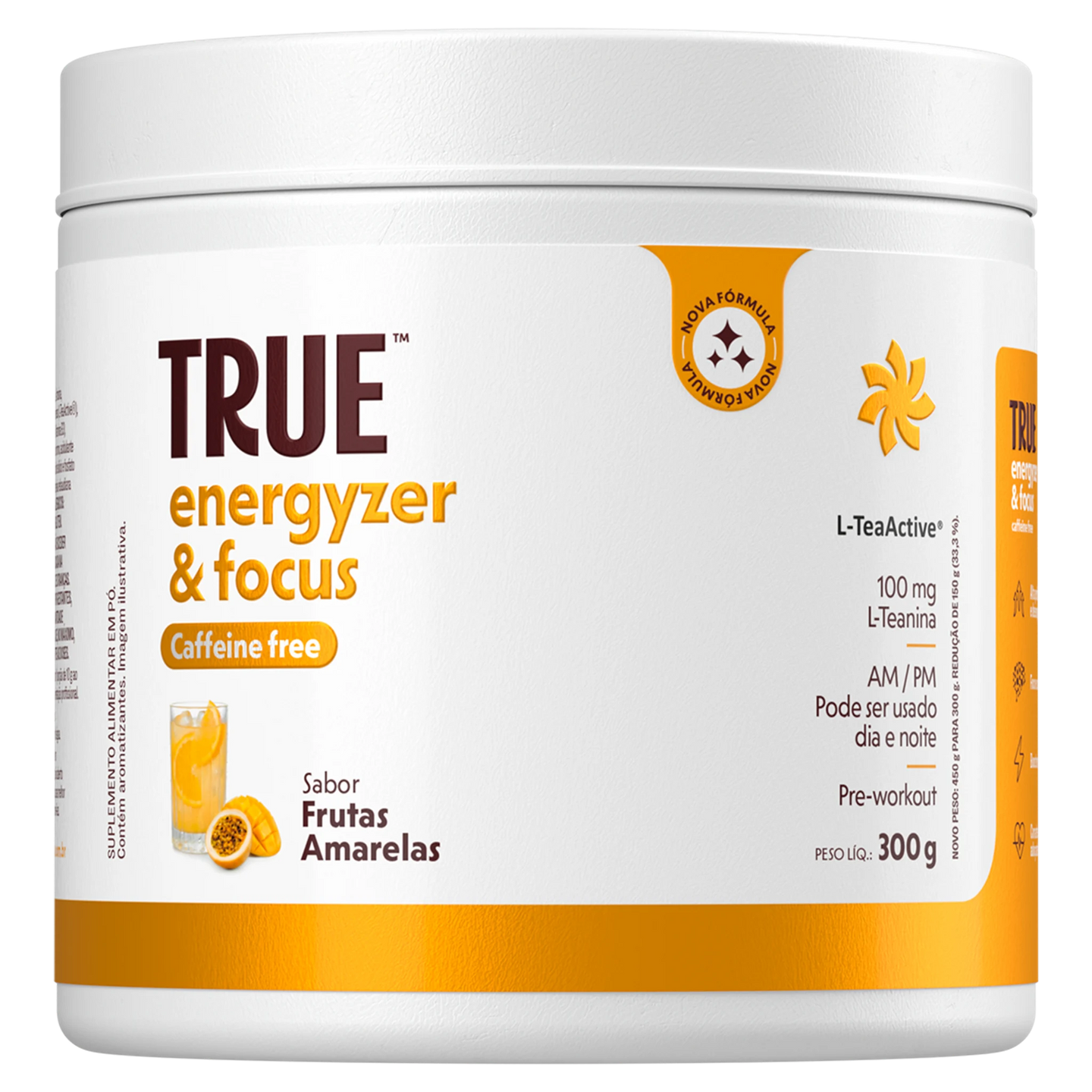 True Energyzer Focus Frutas Amarelas 300g - frente