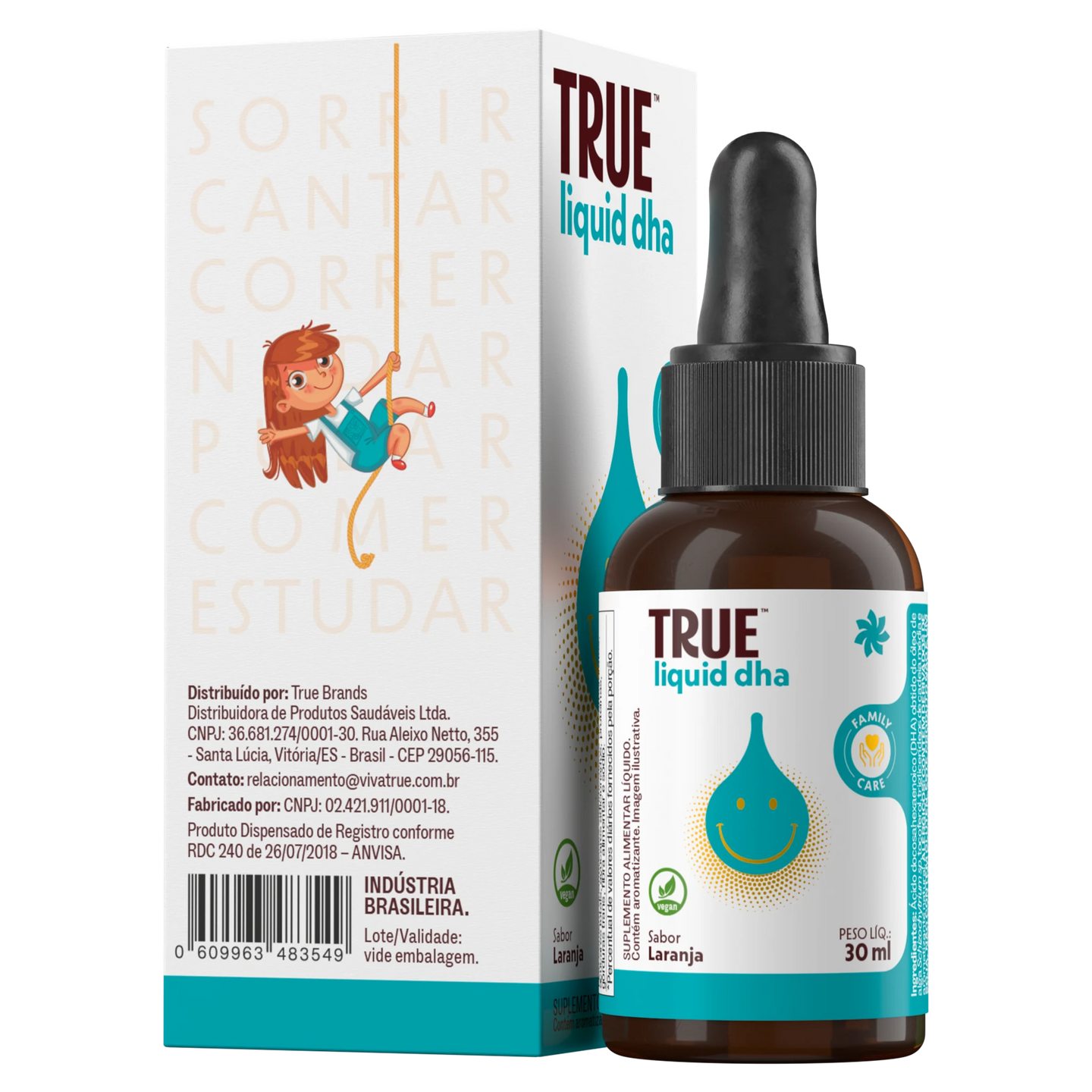 True DHA Líquido - lateral esquerda