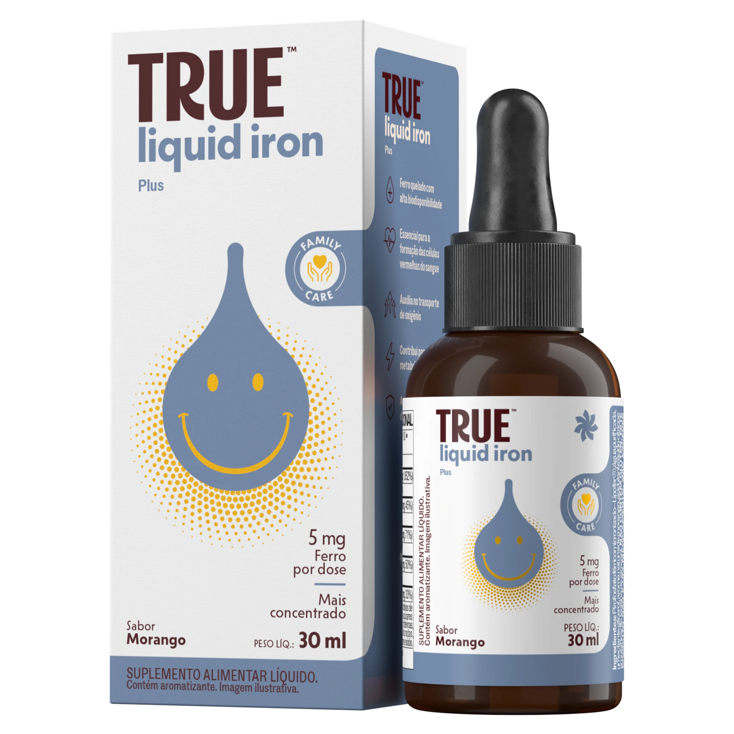 True Iron Plus Líquido infantil - frasco e caixa