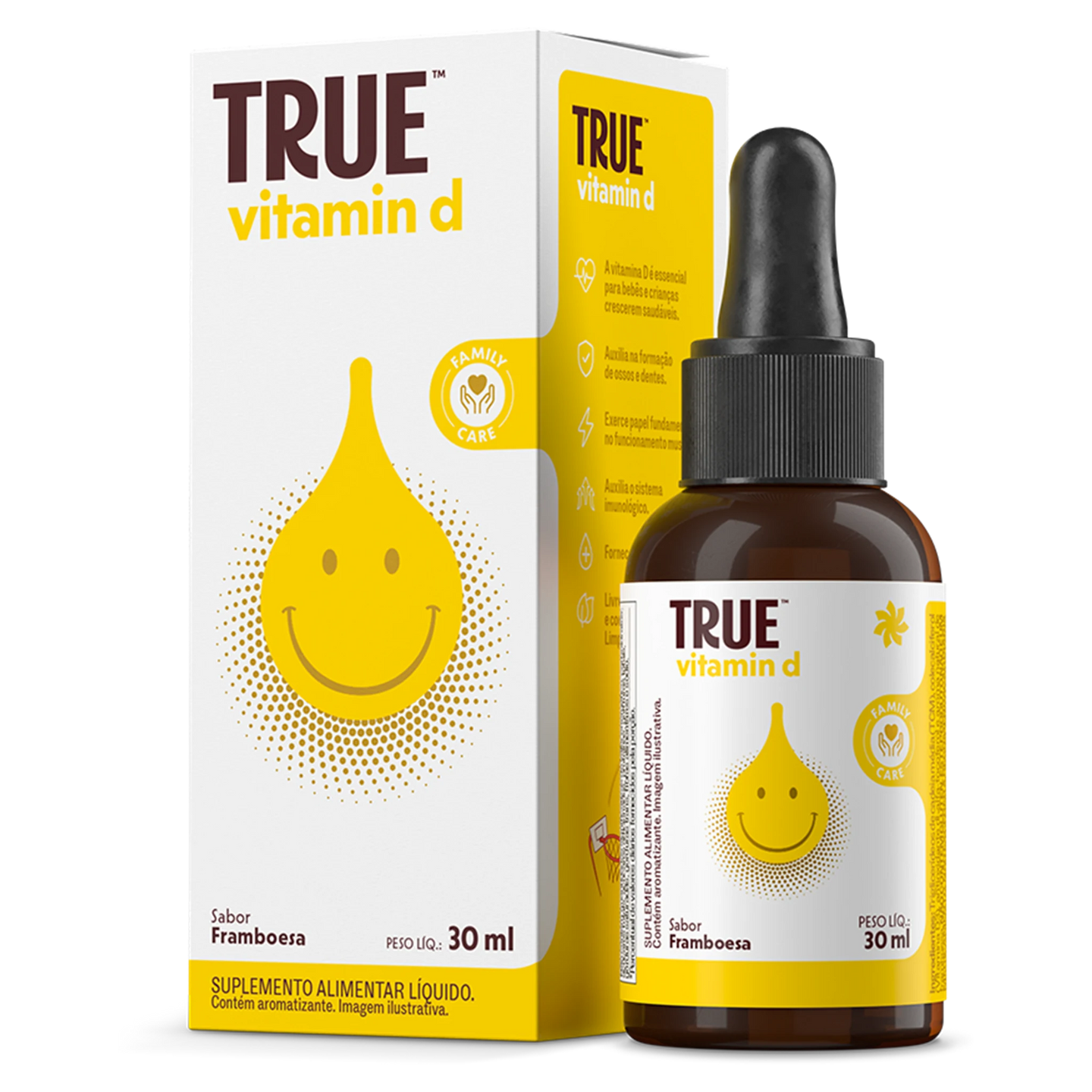 True Vitamina D Líquida - frasco e caixa