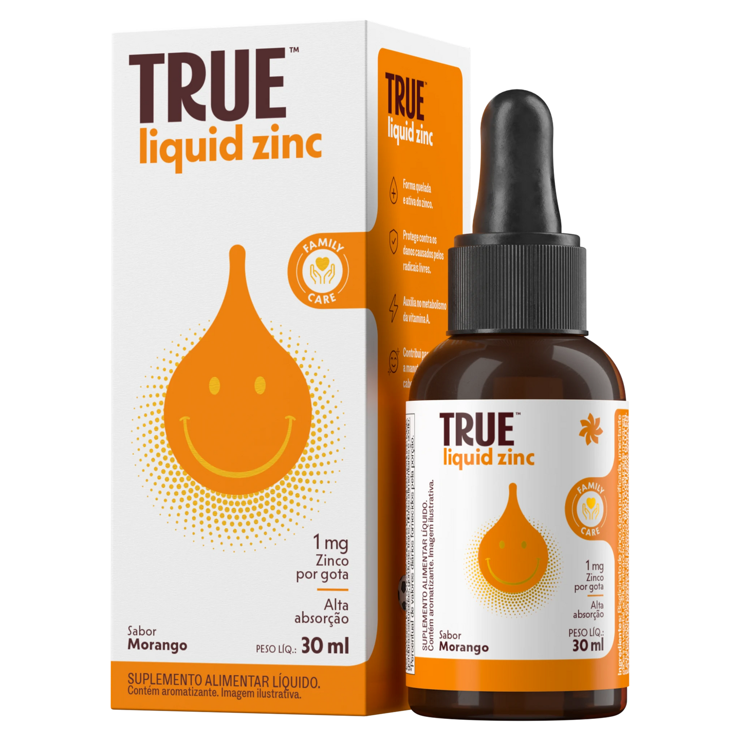 True Zinco Líquido - frasco e caixa