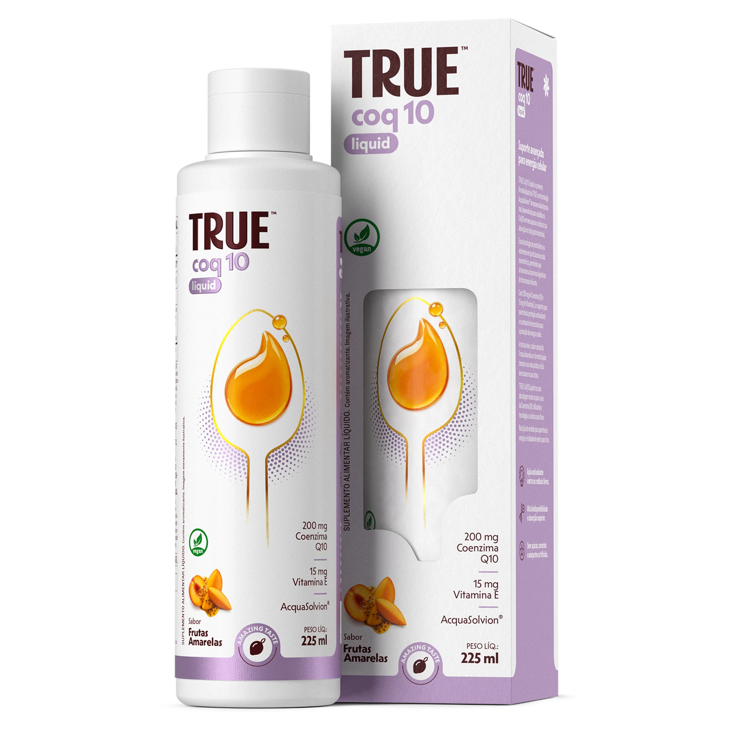 True CoQ10 Liquid 225ml - frasco e caixa