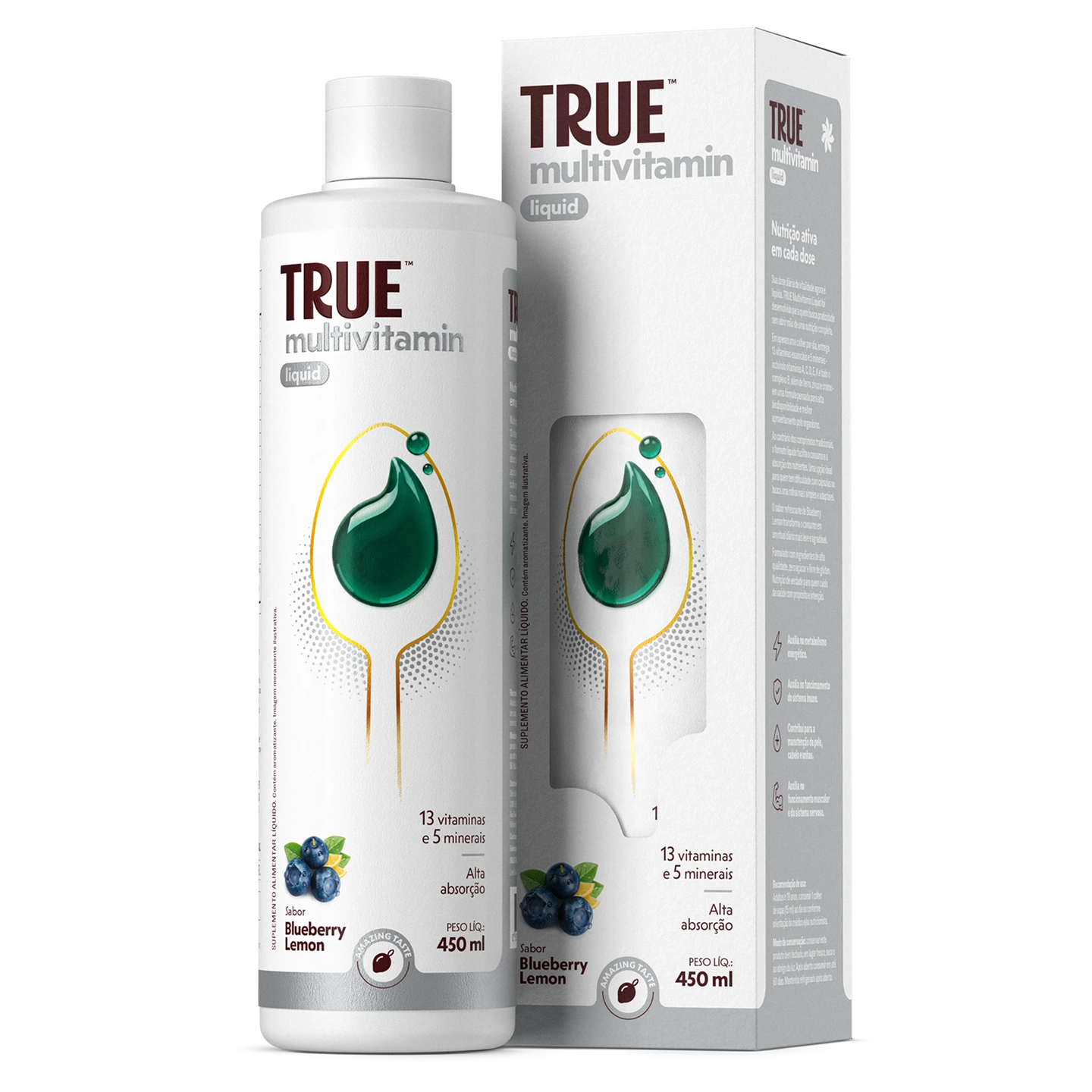 True Multivitamin Liquid 450ml - frasco e caixa