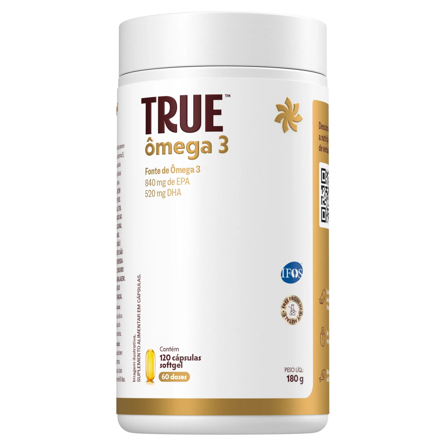 True Ômega 3 120 cápsulas - frente