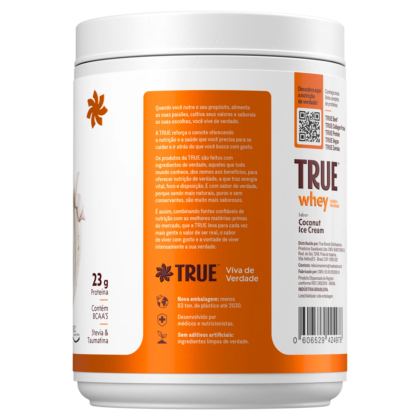 True Whey Coconut Ice Cream 418g - lateral direita