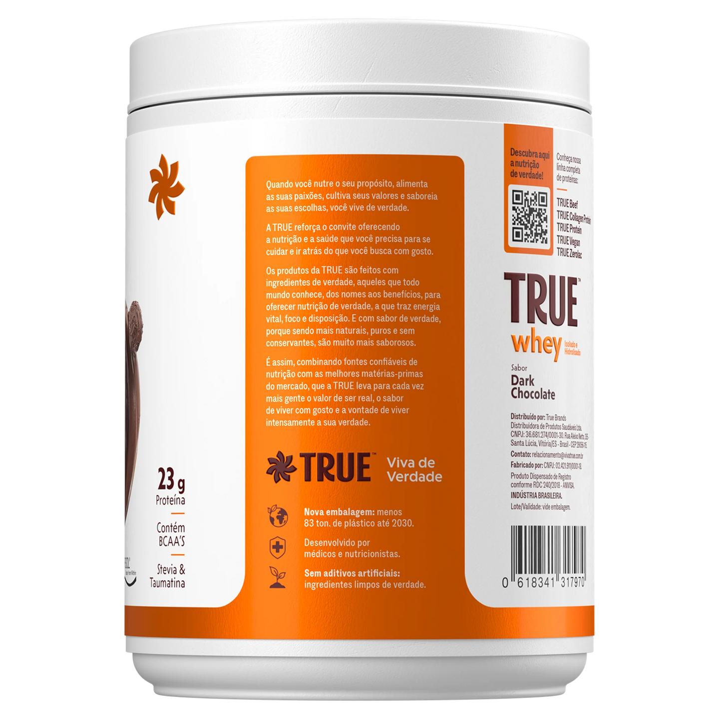 True Whey Dark Chocolate 418g - lateral direita