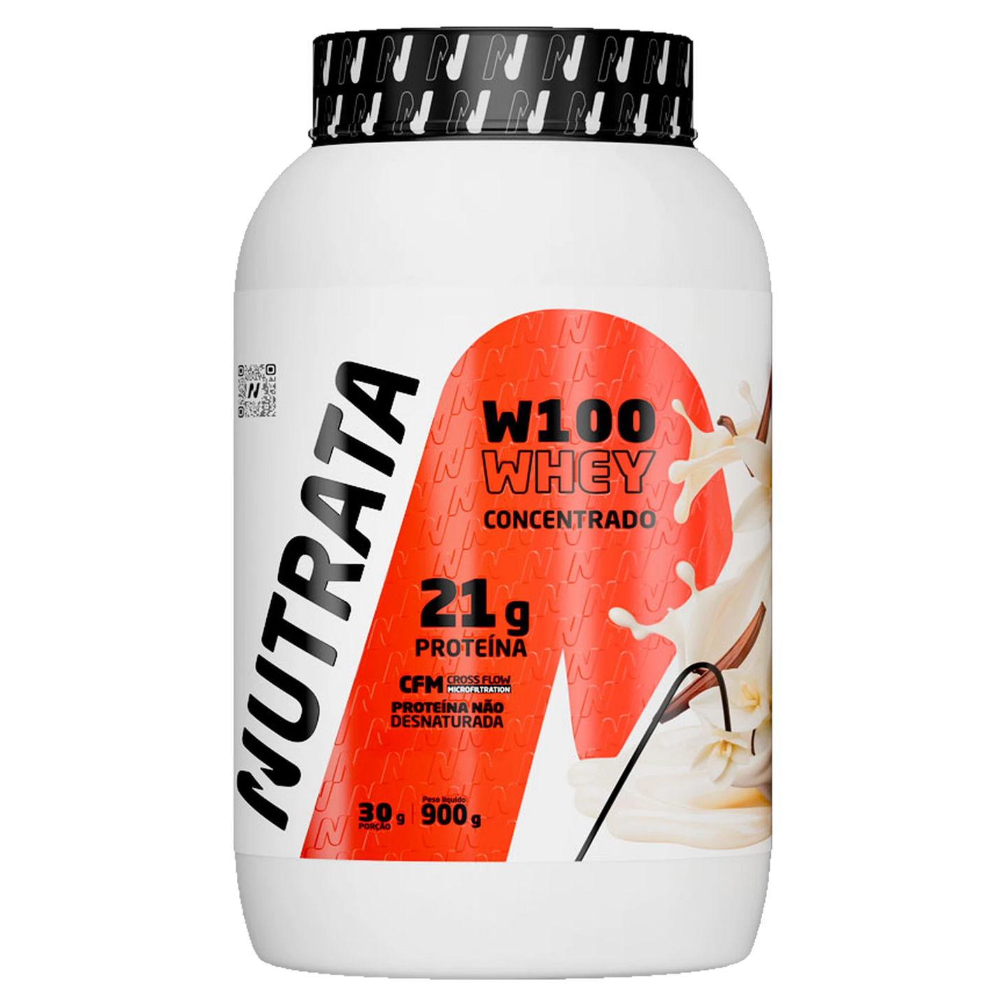 Pote de W100 Whey Concentrado 900 g sabor Creme de Baunilha